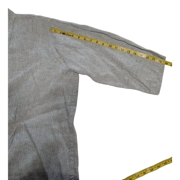 Flax Generous 2G Womens Button-Down Shirt 100% Linen Gray Long Sleeve - Picture 14 of 15